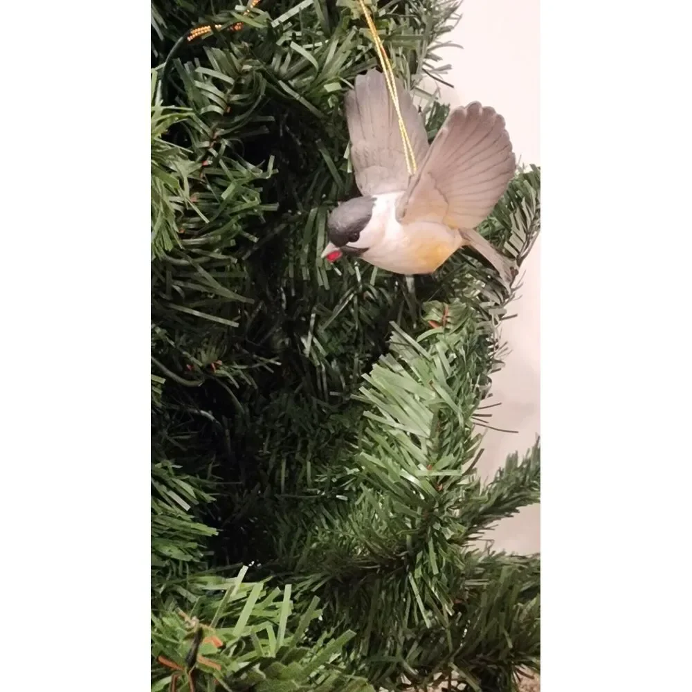 Andrea by Sadek Handpainted Porcelain Chickadee Hanging Ornament Figurine‎ FLAW